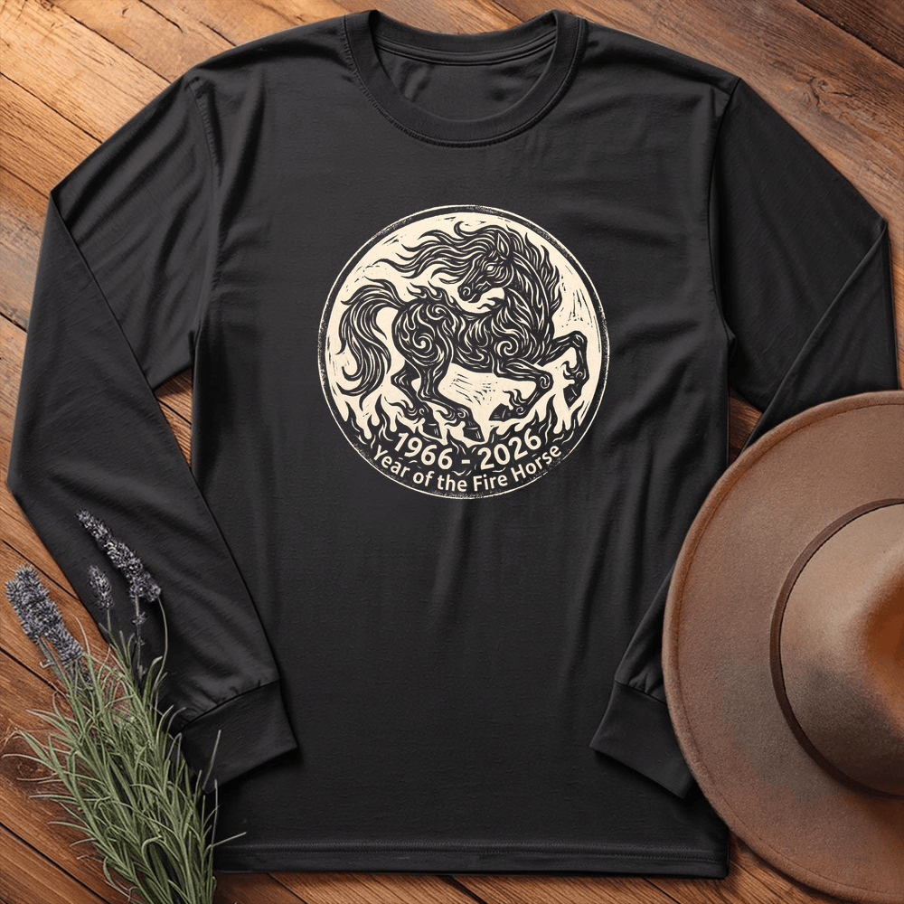 Year Of The Fire Horse 3 - Long Sleeve - Black