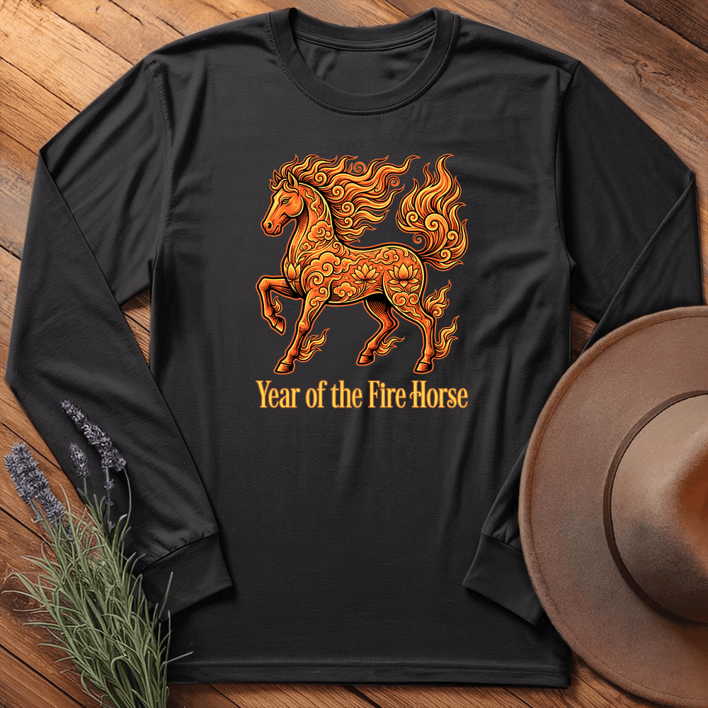 Year Of The Fire Horse 10 - Long Sleeve - Black