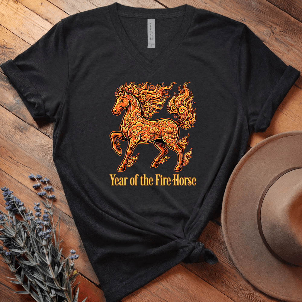 Year Of The Fire Horse 10 - V-neck - Black