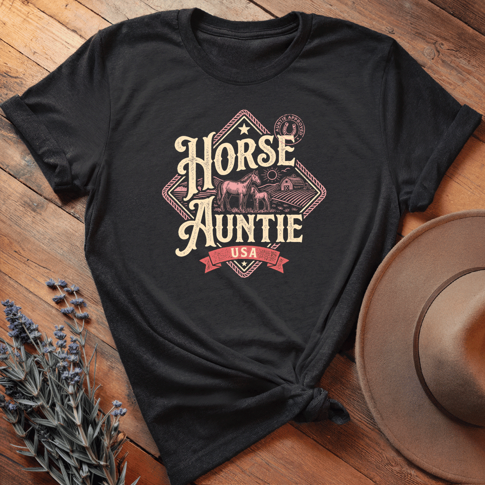 Horse Auntie - Premium Lightweight Tee - Black