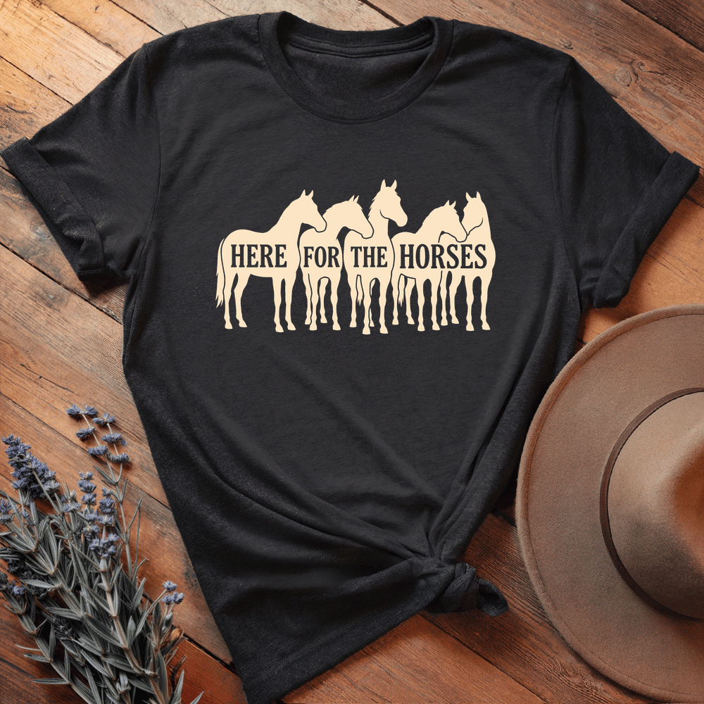 Here for the Horses - Premium Lightweight Tee - Black