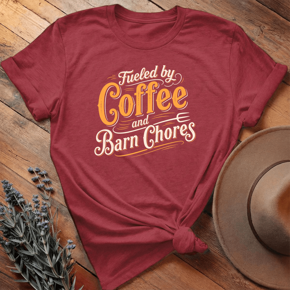 Fueled by Coffee and Barn Chores - Premium Lightweight Tee - Cardinal