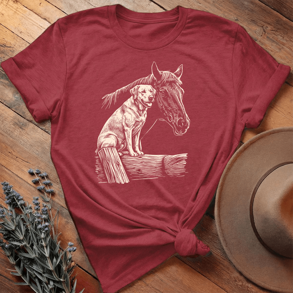 Horse & Labrador - Premium Lightweight Tee - Cardinal