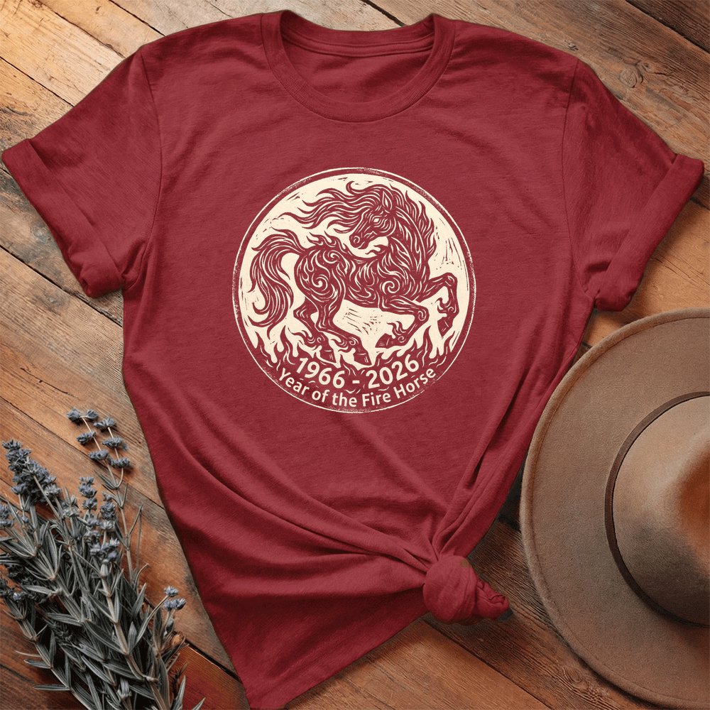 Year Of The Fire Horse 3 - Premium Lightweight Tee - Cardinal