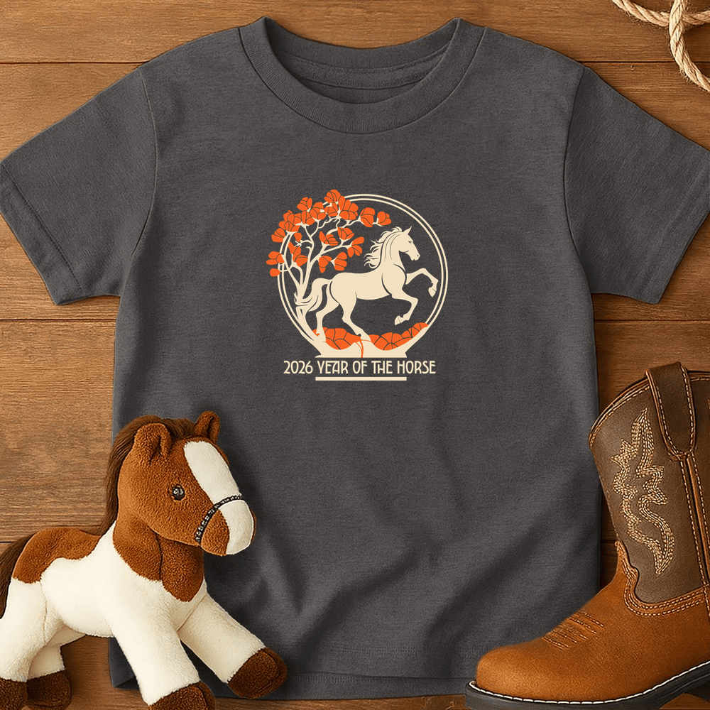 Year Of The Horse 8 - Youth Shirt - Charcoal