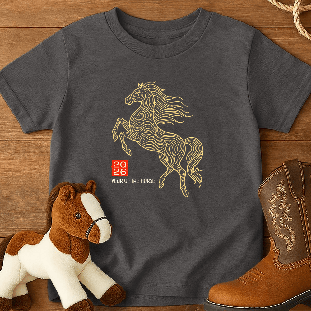Year Of The Horse 7 - Youth Shirt - Charcoal