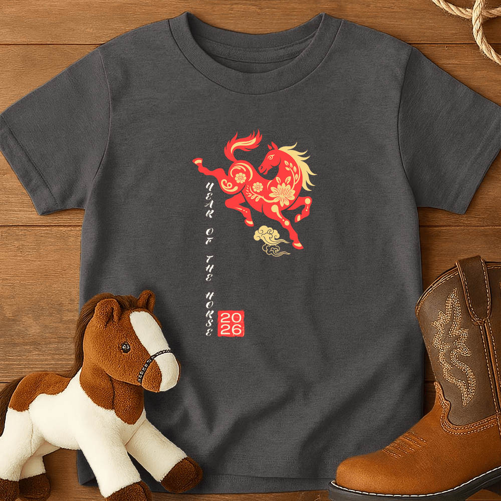 Year Of The Horse 6 - Youth Shirt - Charcoal