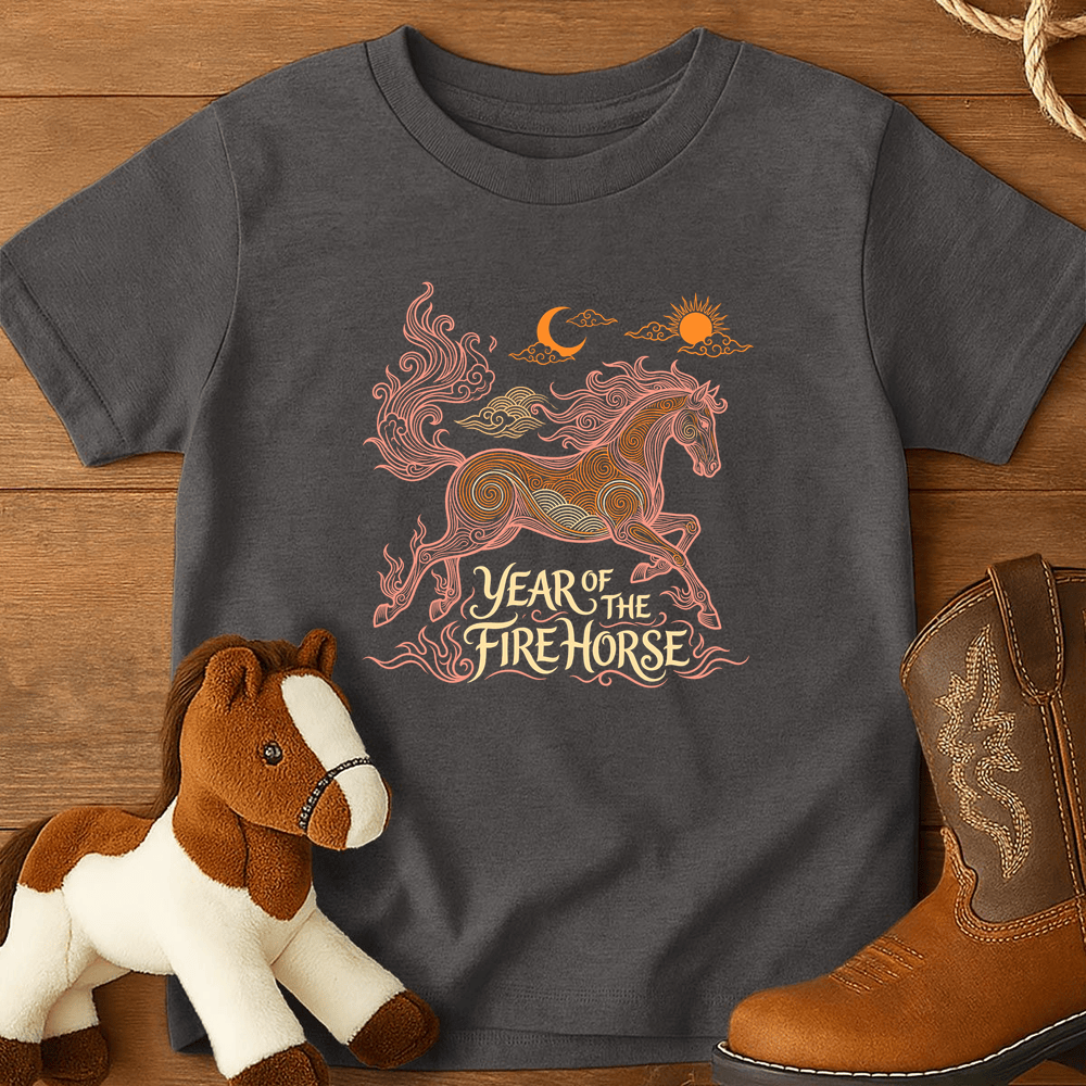 Year Of The Fire Horse 12 - Youth Shirt - Charcoal