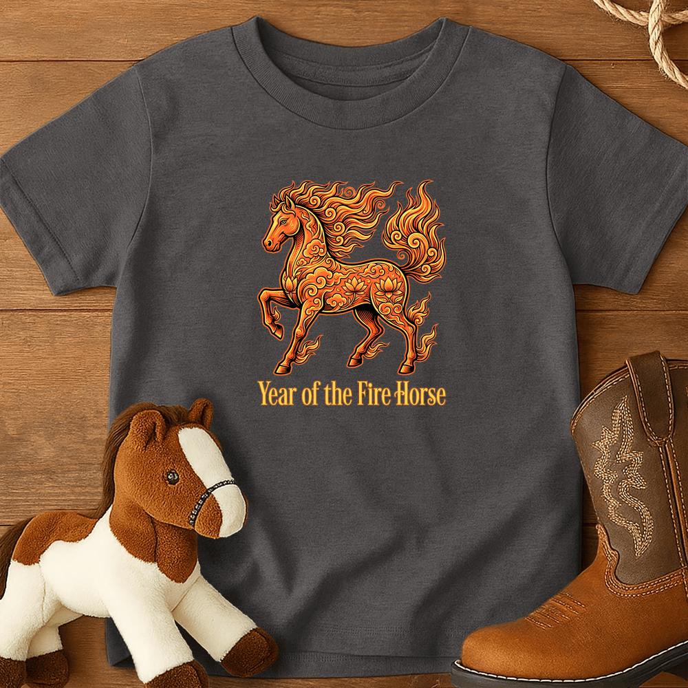 Year Of The Fire Horse 10 - Youth Shirt - Charcoal