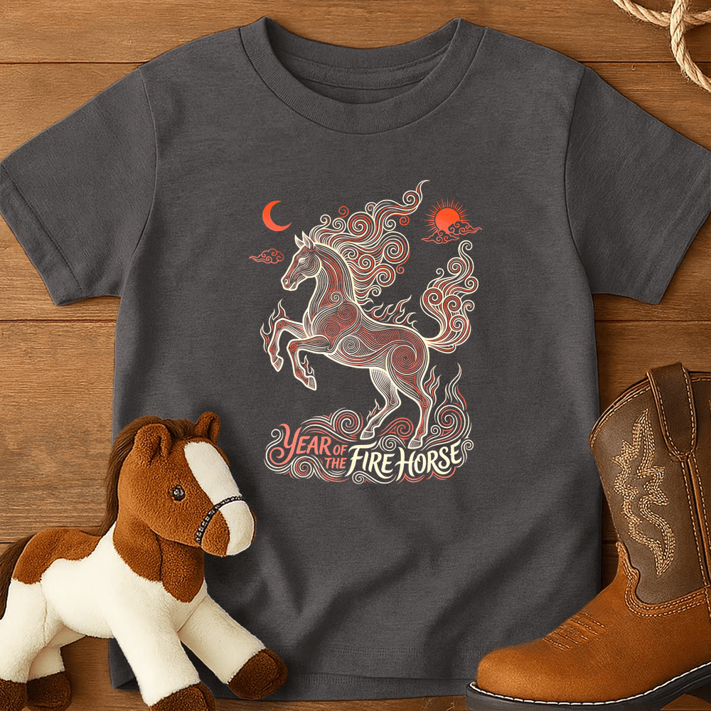Year Of The Fire Horse 11 - Youth Shirt - Charcoal