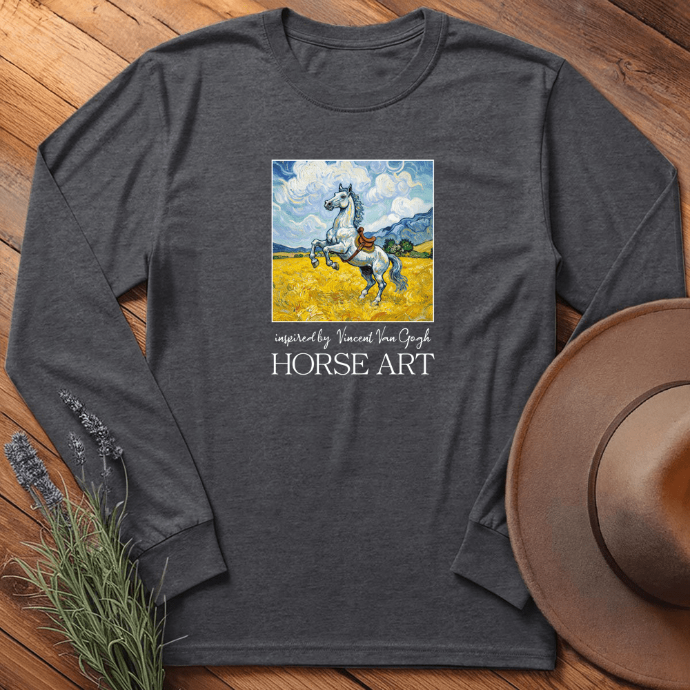 Horse Art Van Gogh 2 - Long Sleeves - Dark Heather