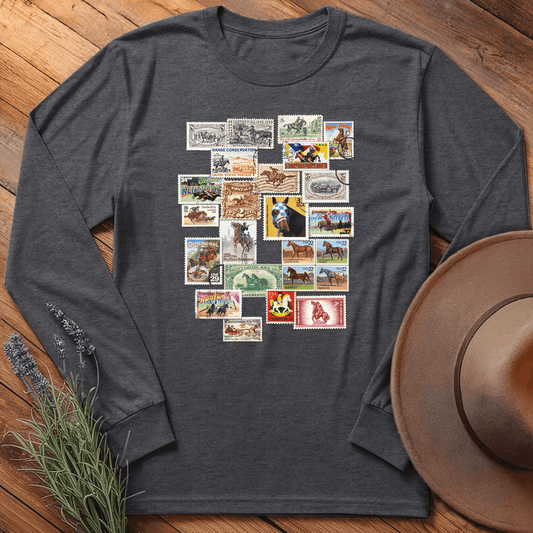 Horses Stamps USA - Long Sleeves - Dark Heather