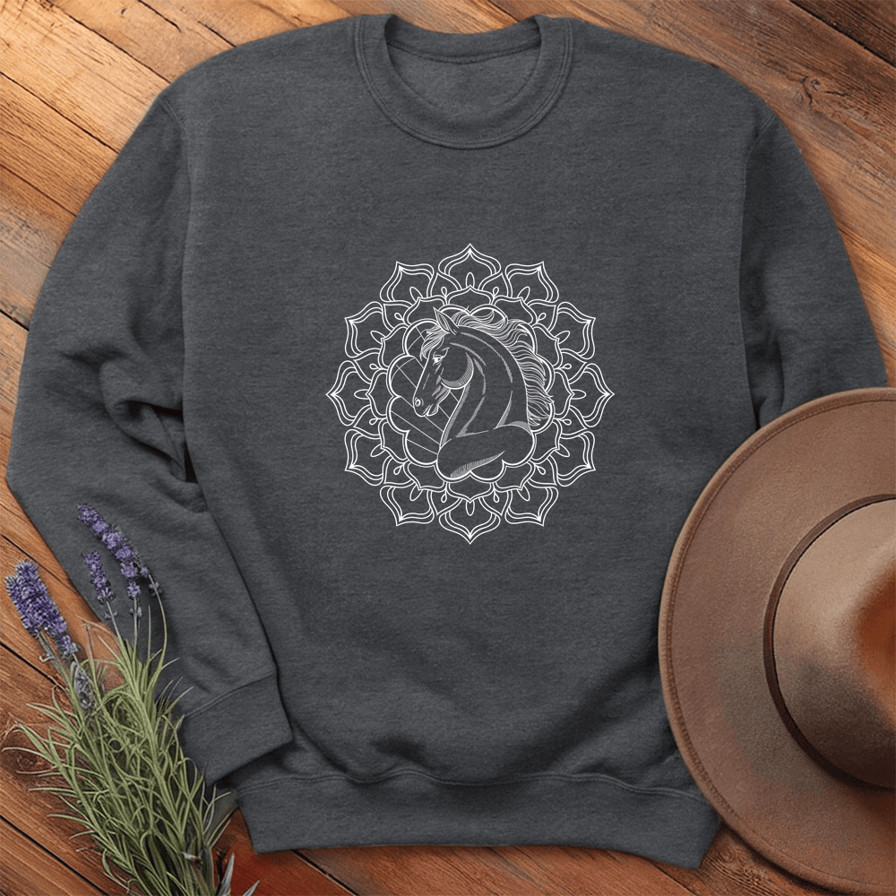 Mandala Horse Head - Sweatshirt - Dark Heather