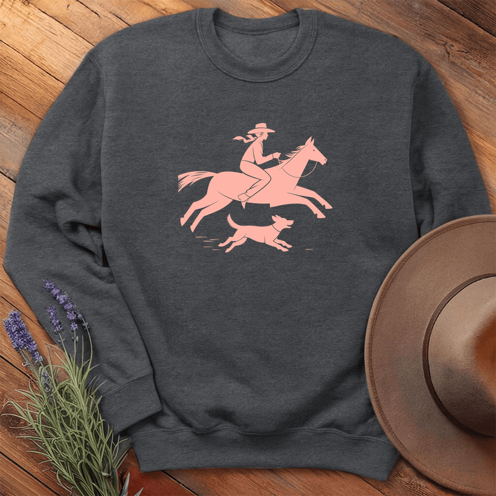 Cowgirl and dog - Sweatshirt - Dark Heather