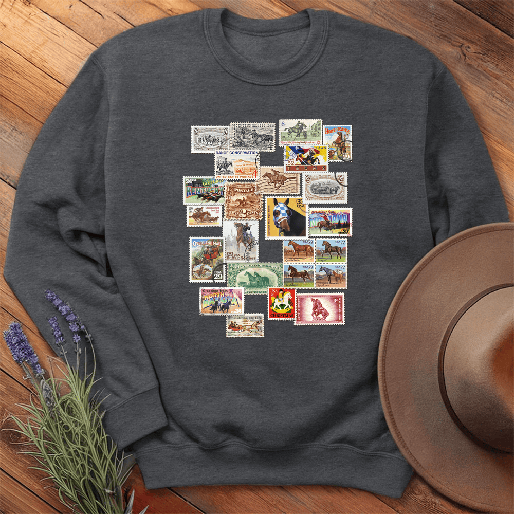 Horses Stamps USA - Sweatshirt - Dark Heather