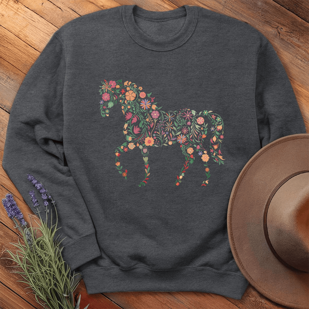 Flower Horse - Sweatshirt - Dark Heather