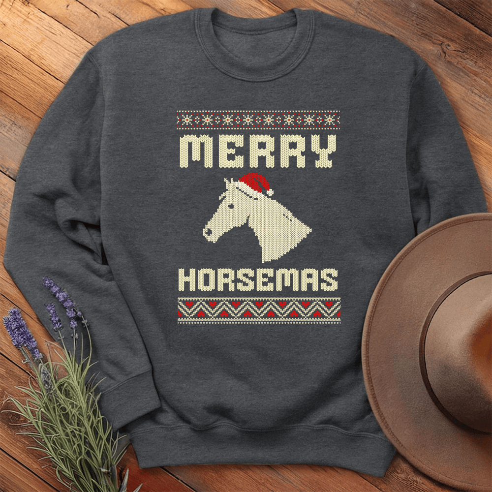 Xmas Horse Knit - Sweatshirt - Dark Heather