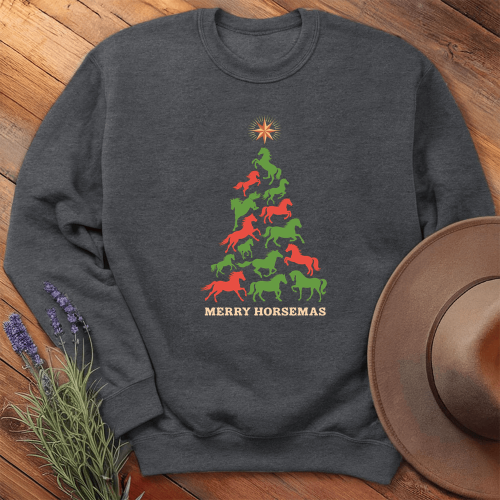 Horse Christmas Tree - Sweatshirt - Dark Heather