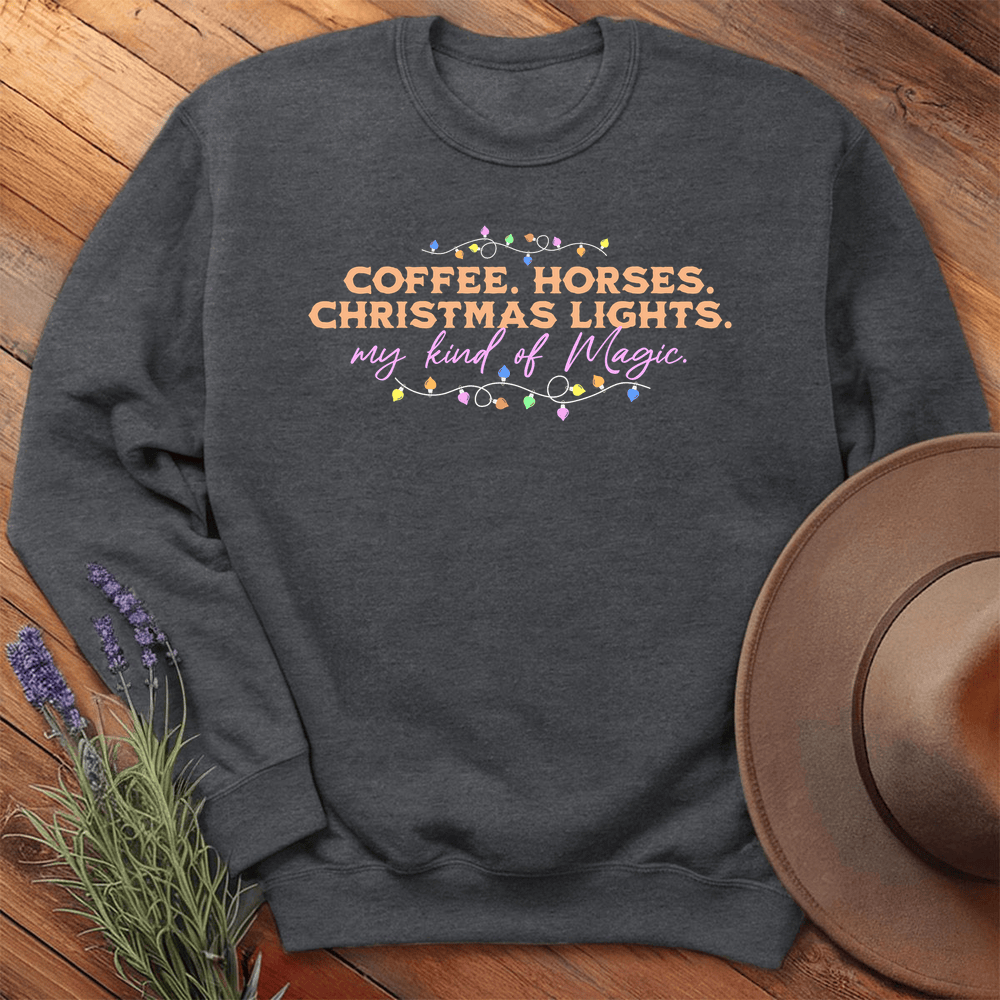 Horses & Christmas Lights - Sweatshirt - Dark Heather