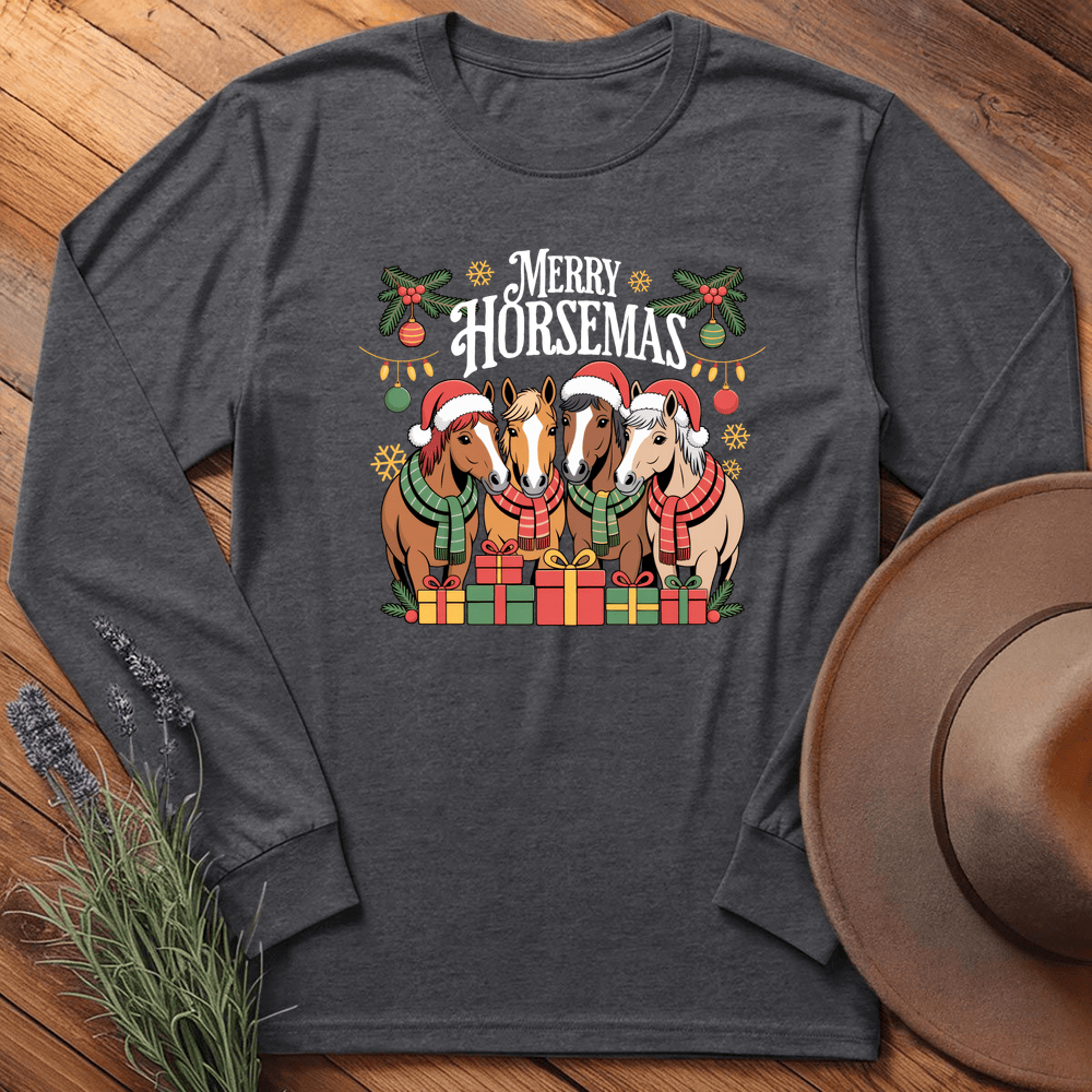 Merry Horsemas - Long Sleeve - Dark Heather