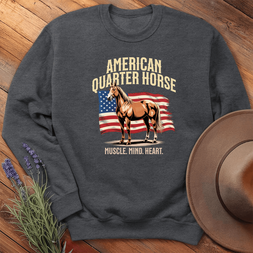 Breed Spirit, American Quarter Horse - Sweatshirt - Dark Heather