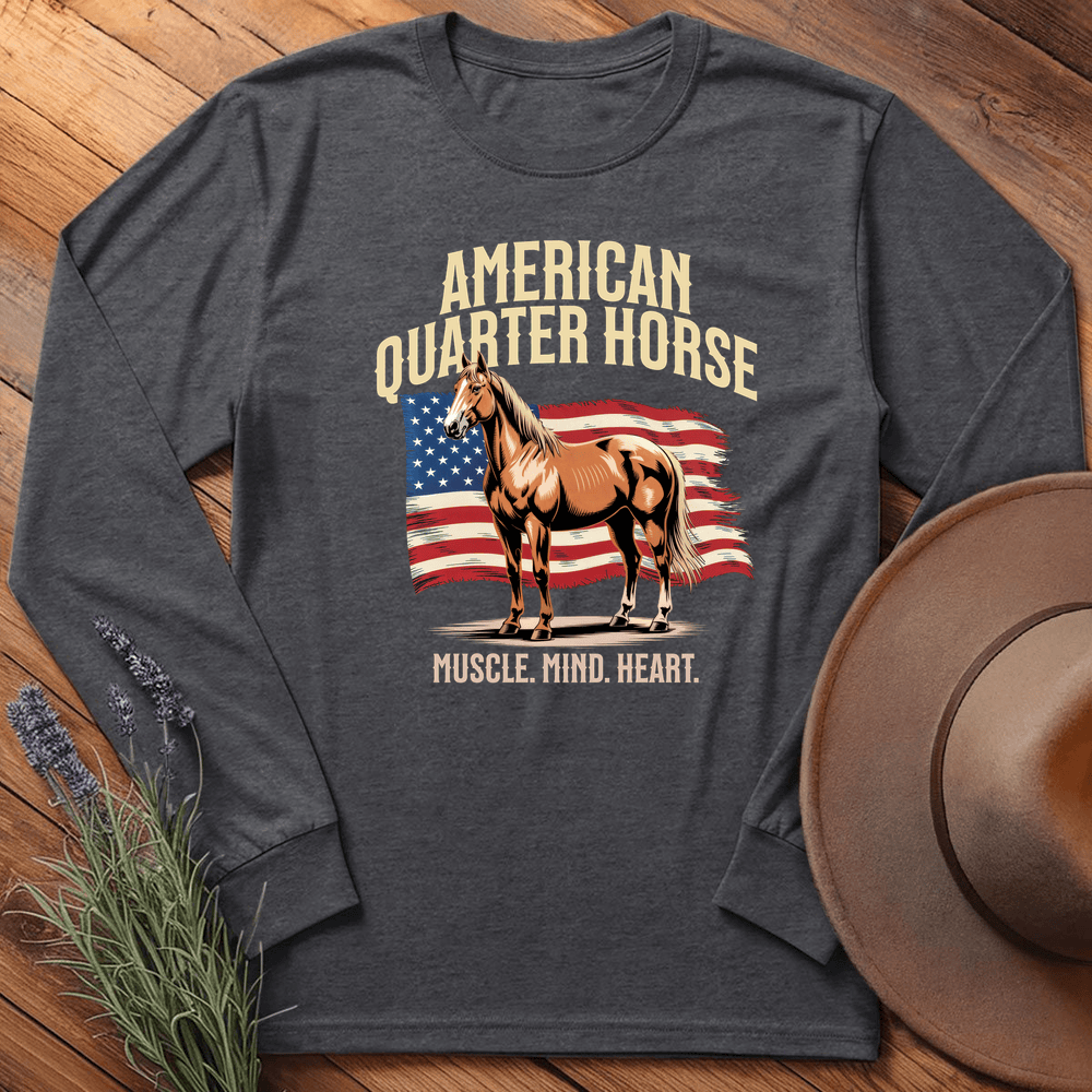 Breed Spirit, American Quarter Horse - Long Sleeve - Dark Heather