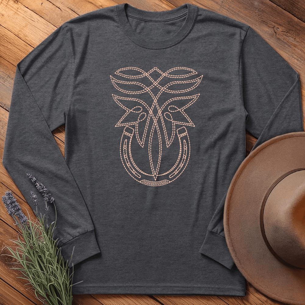 Stitching Horseshoe - Long Sleeve - Dark Heather