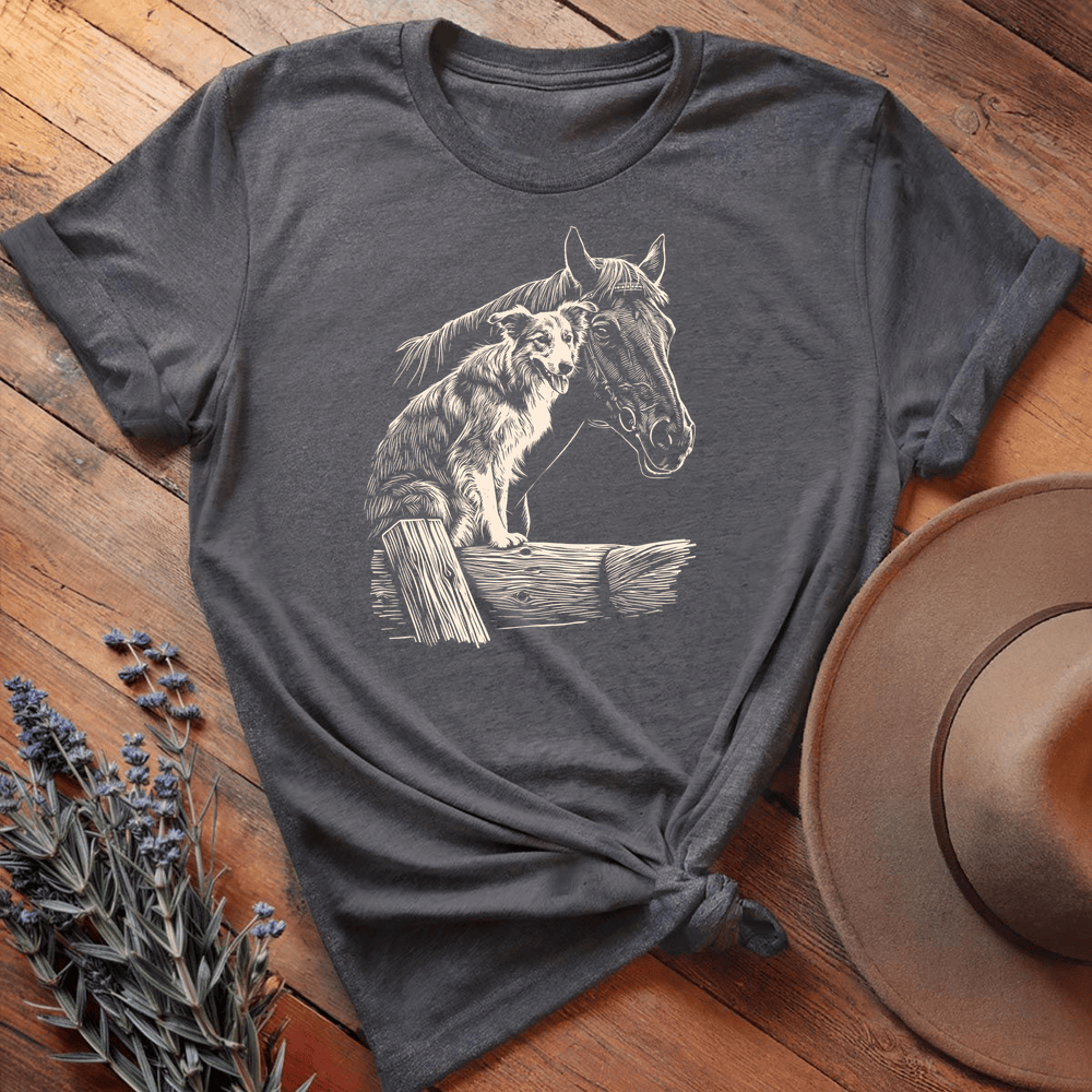 Vintage Horse & Dog 1 - Dark Heather
