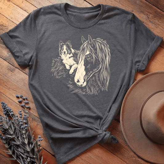 Vintage Horse & Dog 2 - Dark Heather