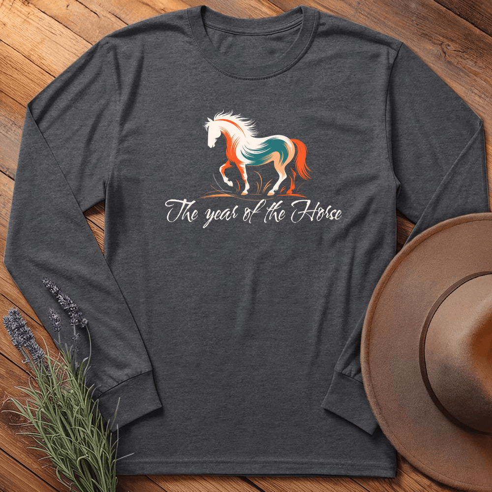 Year Of The Horse - Long Sleeve - Dark Heather