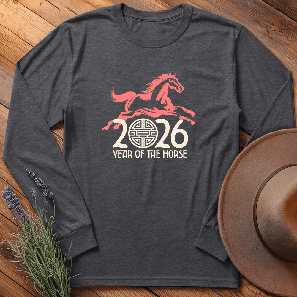 Year Of The Horse 10 - Long Sleeve - Dark Heather