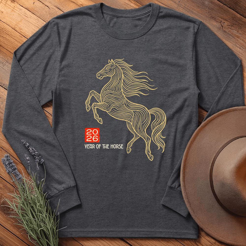 Year Of The Horse 7 - Long Sleeve - Dark Heather