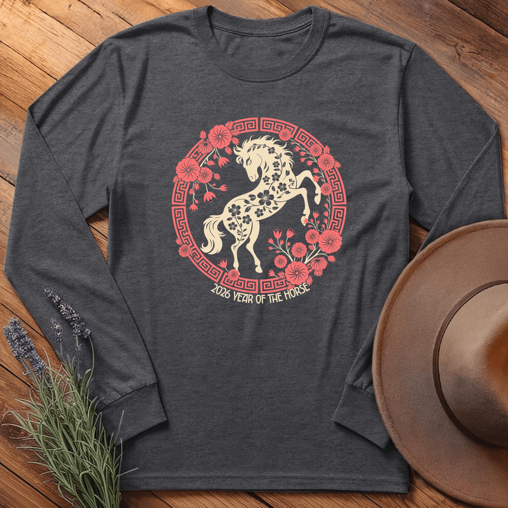 Year Of The Horse 9 - Long Sleeve - Dark Heather