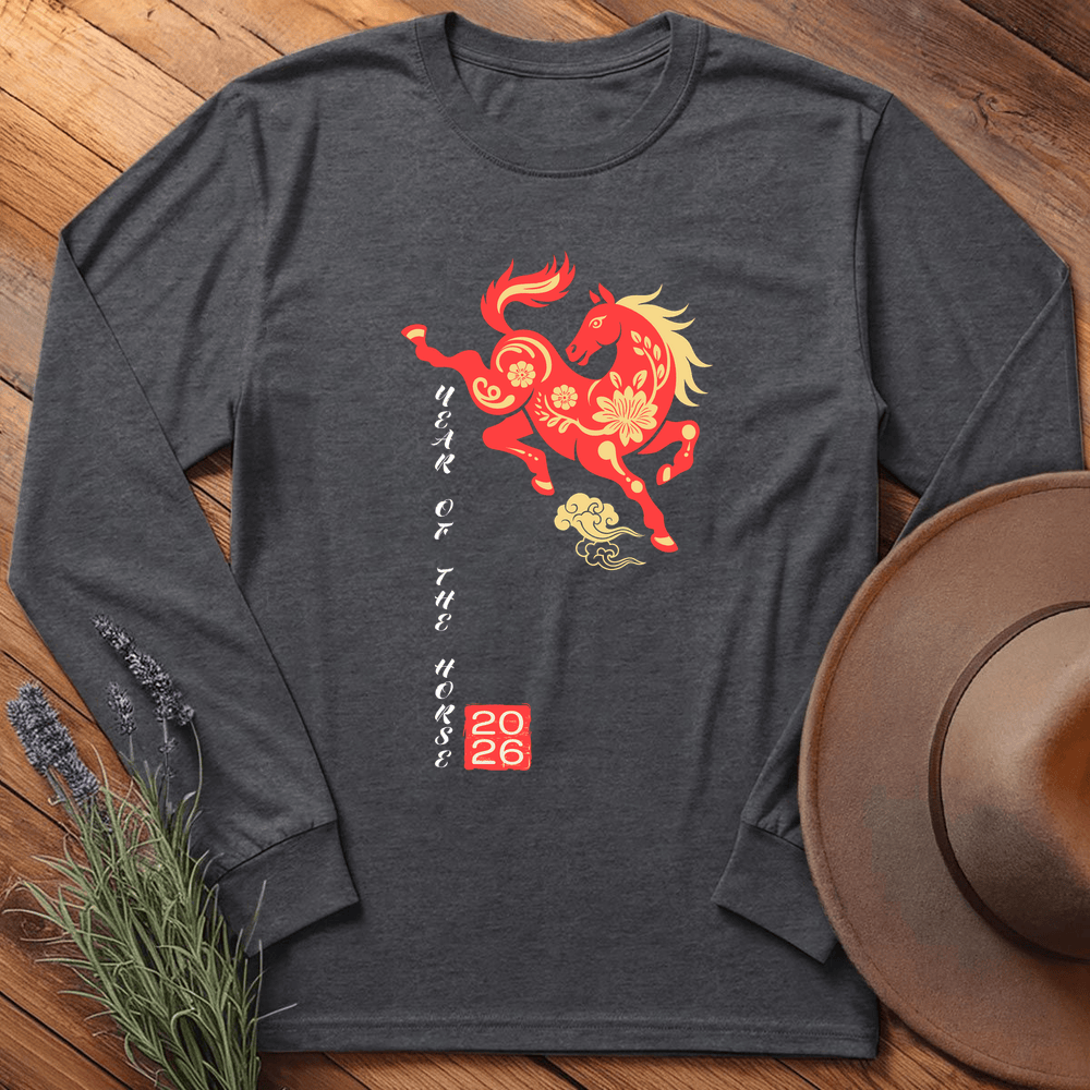 Year Of The Horse 6 - Long Sleeve - Dark Heather