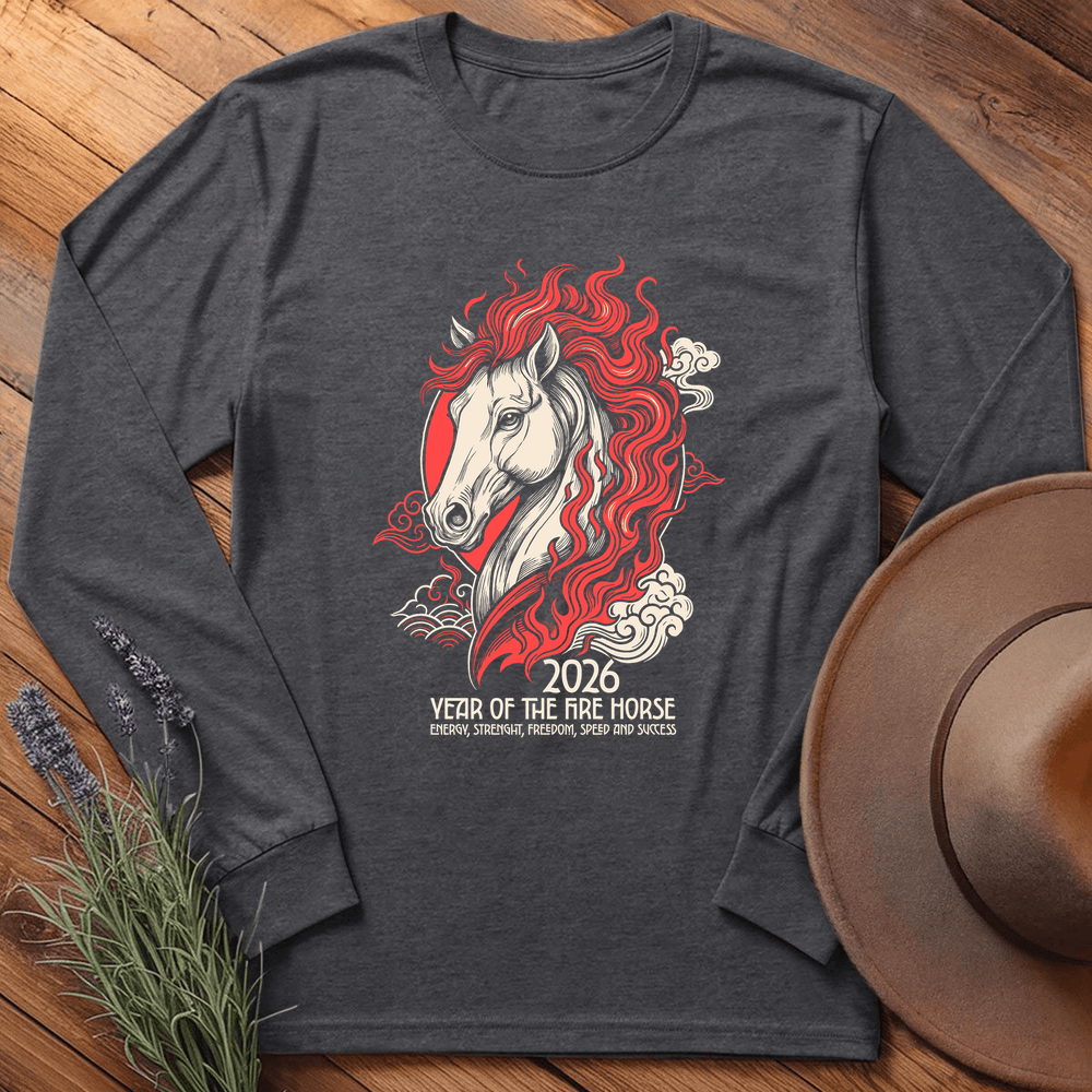 Year Of The Horse 11 - Long Sleeve - Dark Heather