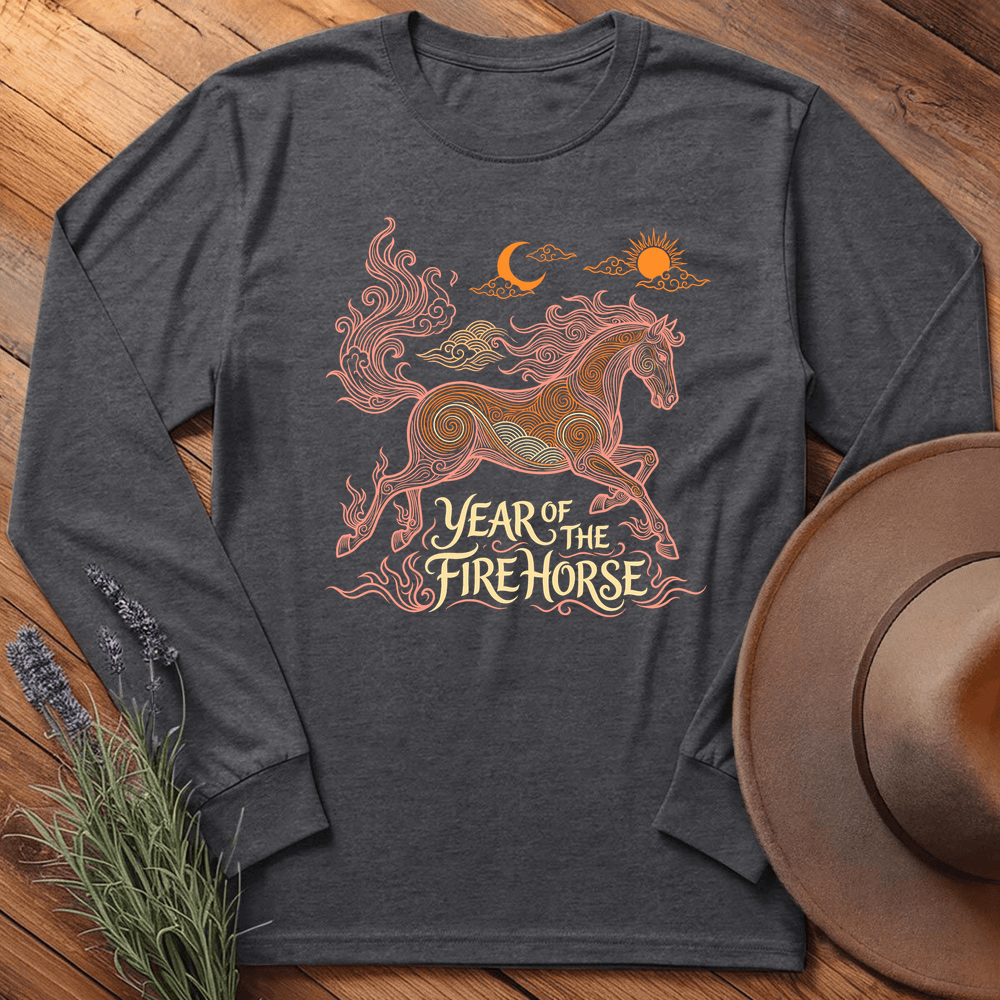 Year Of The Fire Horse 12 - Long Sleeve - Dark Heather