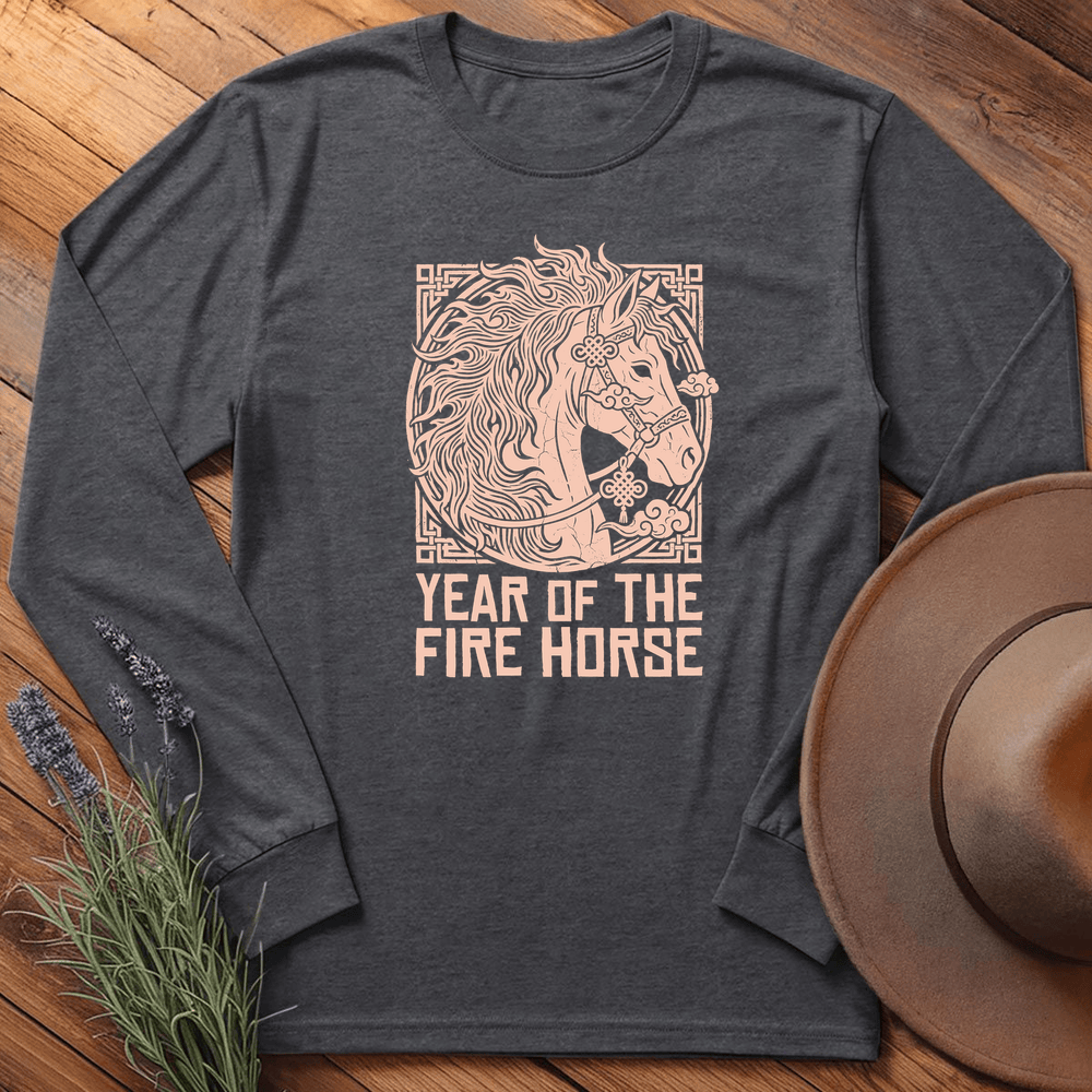 Year Of The Fire Horse 9 - Long Sleeve - Dark Heather