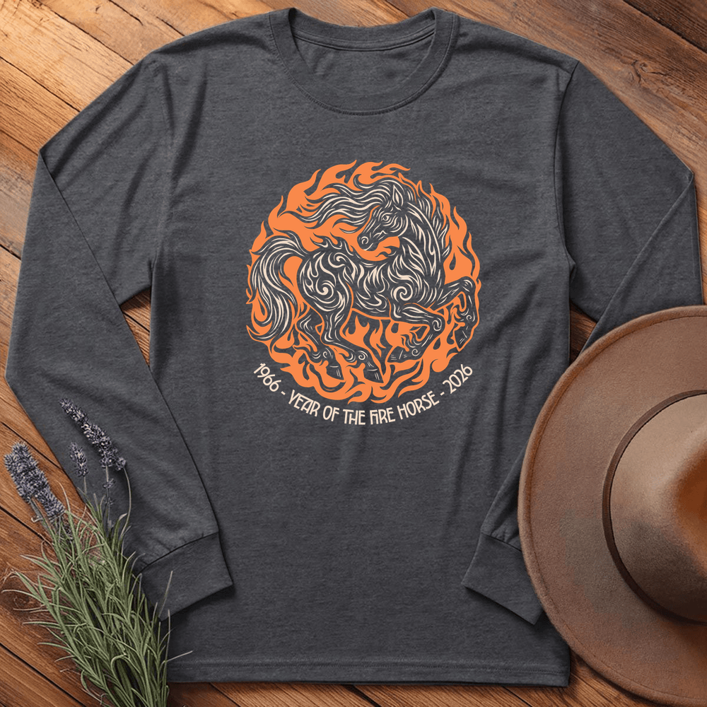 Year Of The Fire Horse 5 - Long Sleeve - Dark Heather