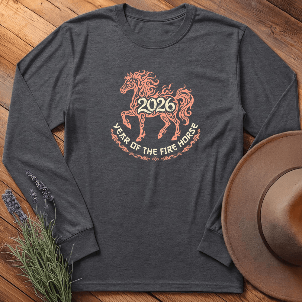 Year Of The Fire Horse 4 - Long Sleeve - Dark Heather