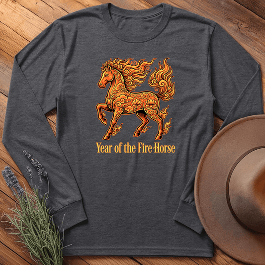 Year Of The Fire Horse 10 - Long Sleeve - Dark Heather