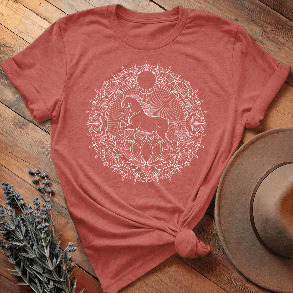 Mandala Horse T-shirt - Premium Lightweight Tee - Heather Clay