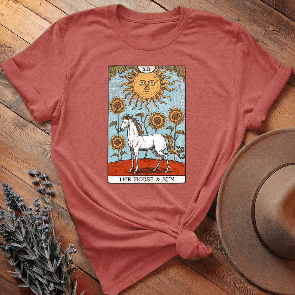 Horse Tarot Card - Premium Lightweight Tee - Heather Clay
