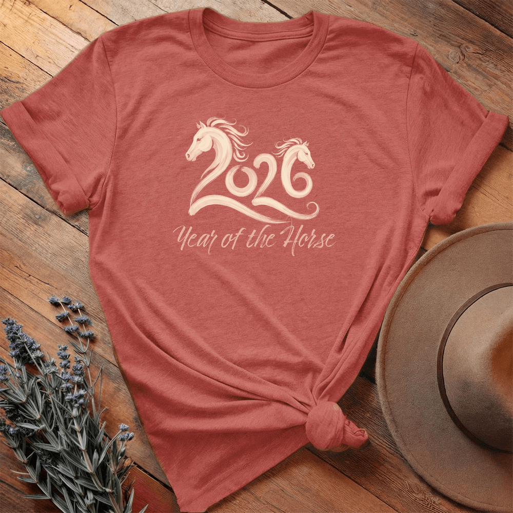 Year Of The Horse 3 - Premium Lightweight Tee - Heather Clay