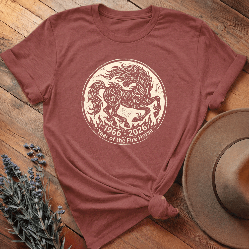 Year Of The Fire Horse 3 - Premium Lightweight Tee - Heather Clay