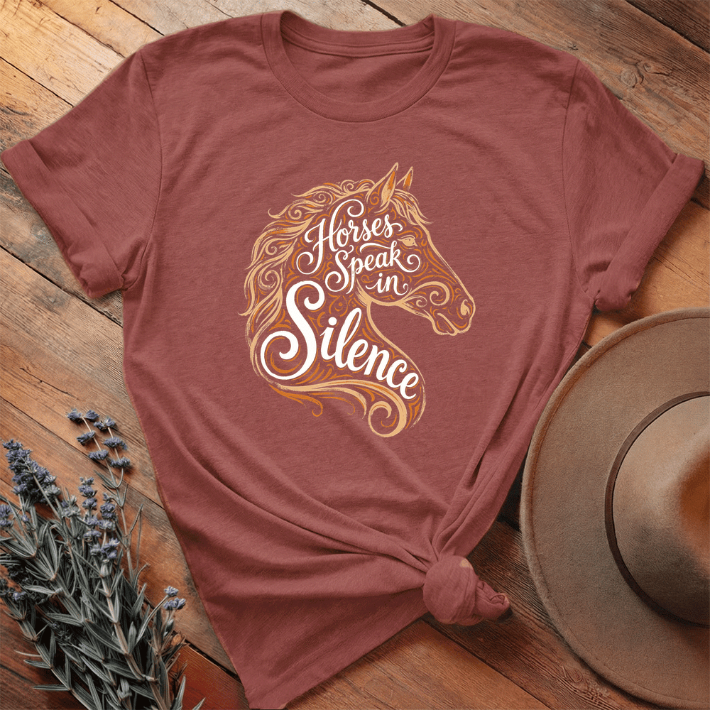 Horses Speak in Silence 2 - Premium Lightweight Tee - Heather Clay