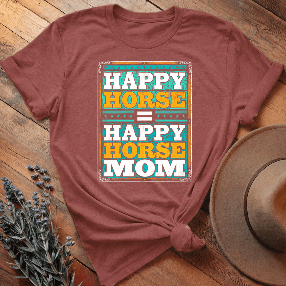 Happy Horse Mom - Premium Lightweight Tee - Heather Clay