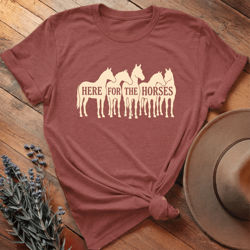 Here for the Horses - Premium Lightweight Tee - Heather Clay