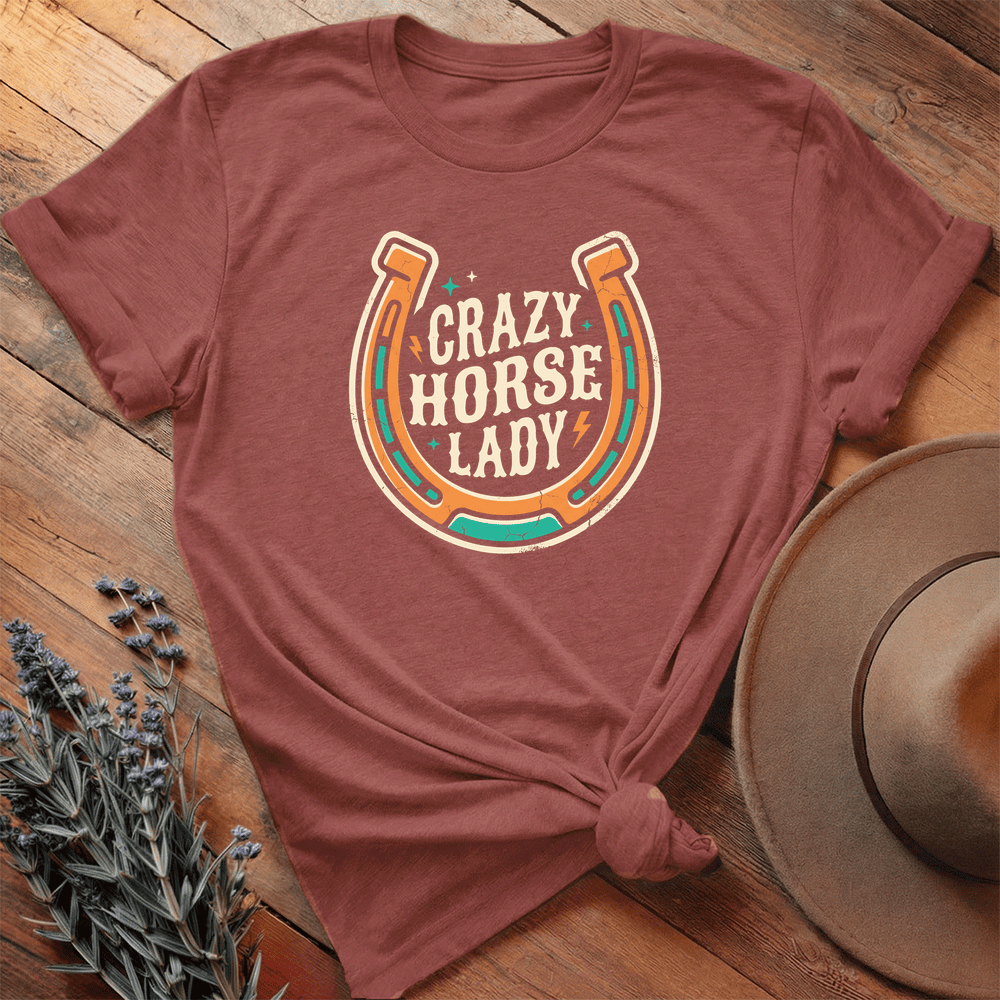 Crazy Horse Lady - Premium Lightweight Tee - Heather Clay