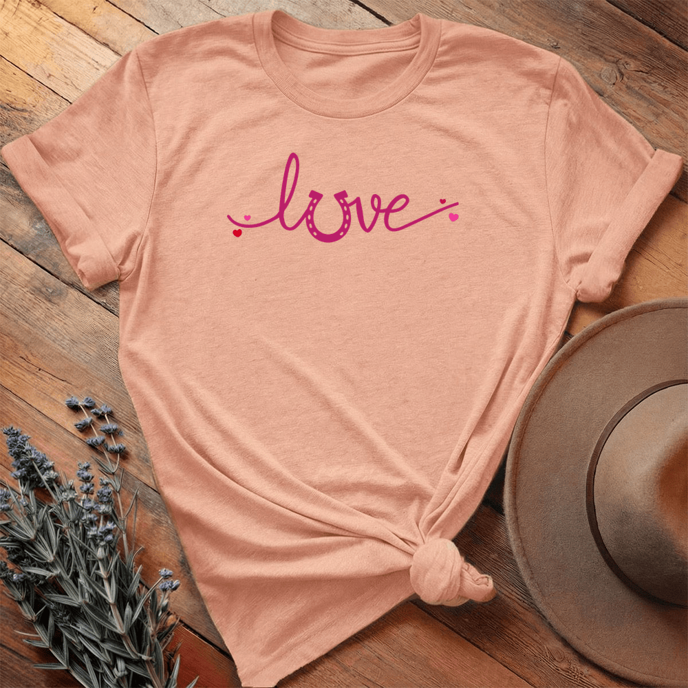 Horse Love - Premium Lightweight Tee - Heather Peach