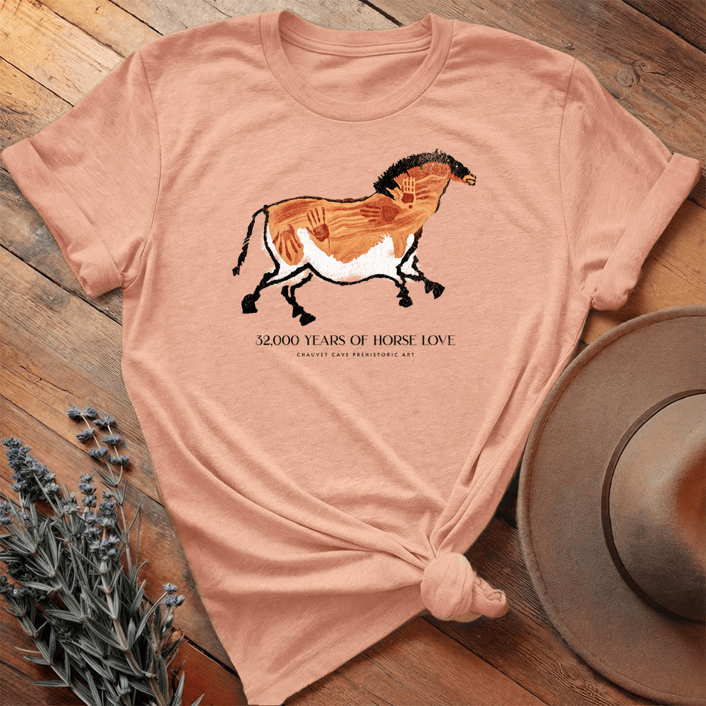32,000 years of Horse Love - Premium Lightweight Tee - Heather Peach